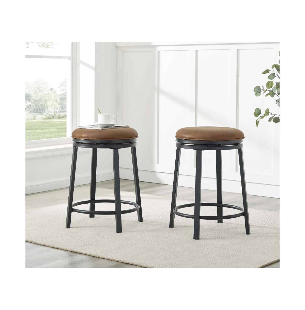 Slickblue 360degree(s) Swivel Bar Stools Set of 2 with Upholstered Seat