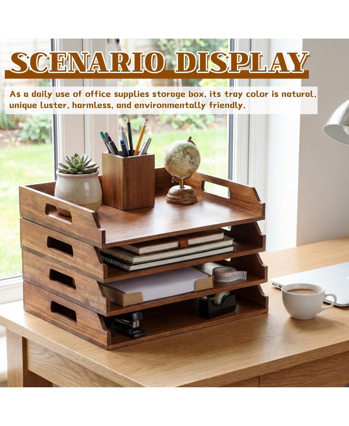 Danrong Stackable Paper Tray Desk Organizer Document Letter Magazine Holder