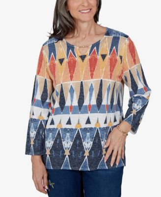 Petite 3/4-Sleeve Henley Sweater