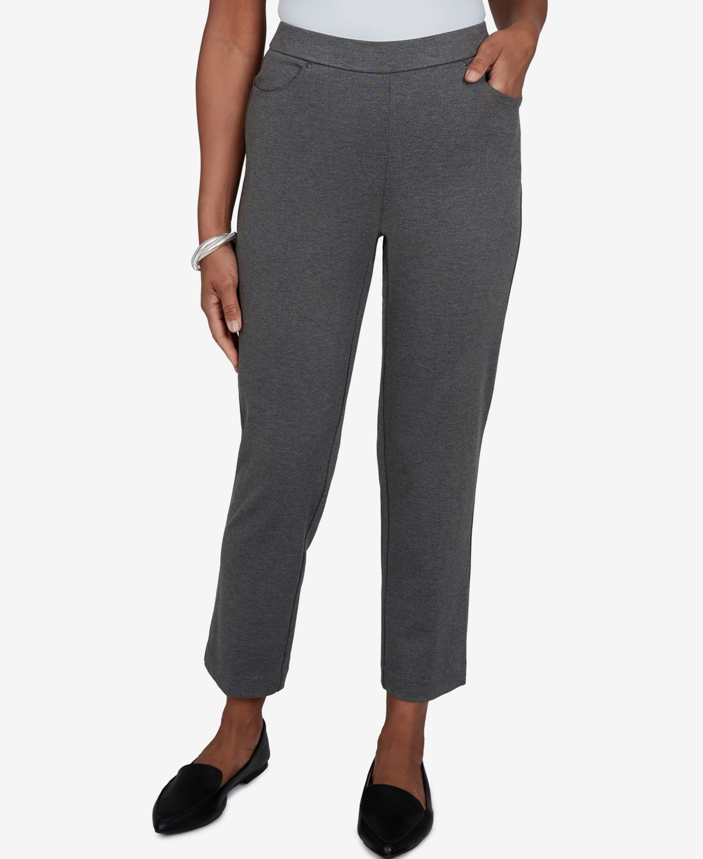 Женские брюки Alfred Dunner Petite Pull-On Mid-Rise, цвет: Угольный — фото 1