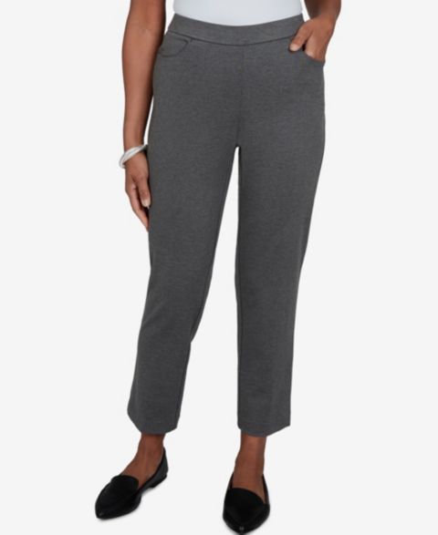 Женские брюки Alfred Dunner Petite Pull-On Mid-Rise, цвет: Угольный