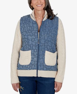 Petite Quilted Cable-Knit Short Jacket