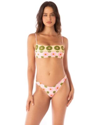 Women's Pastel Flourish Scape Athletic Reversible Bikini Top