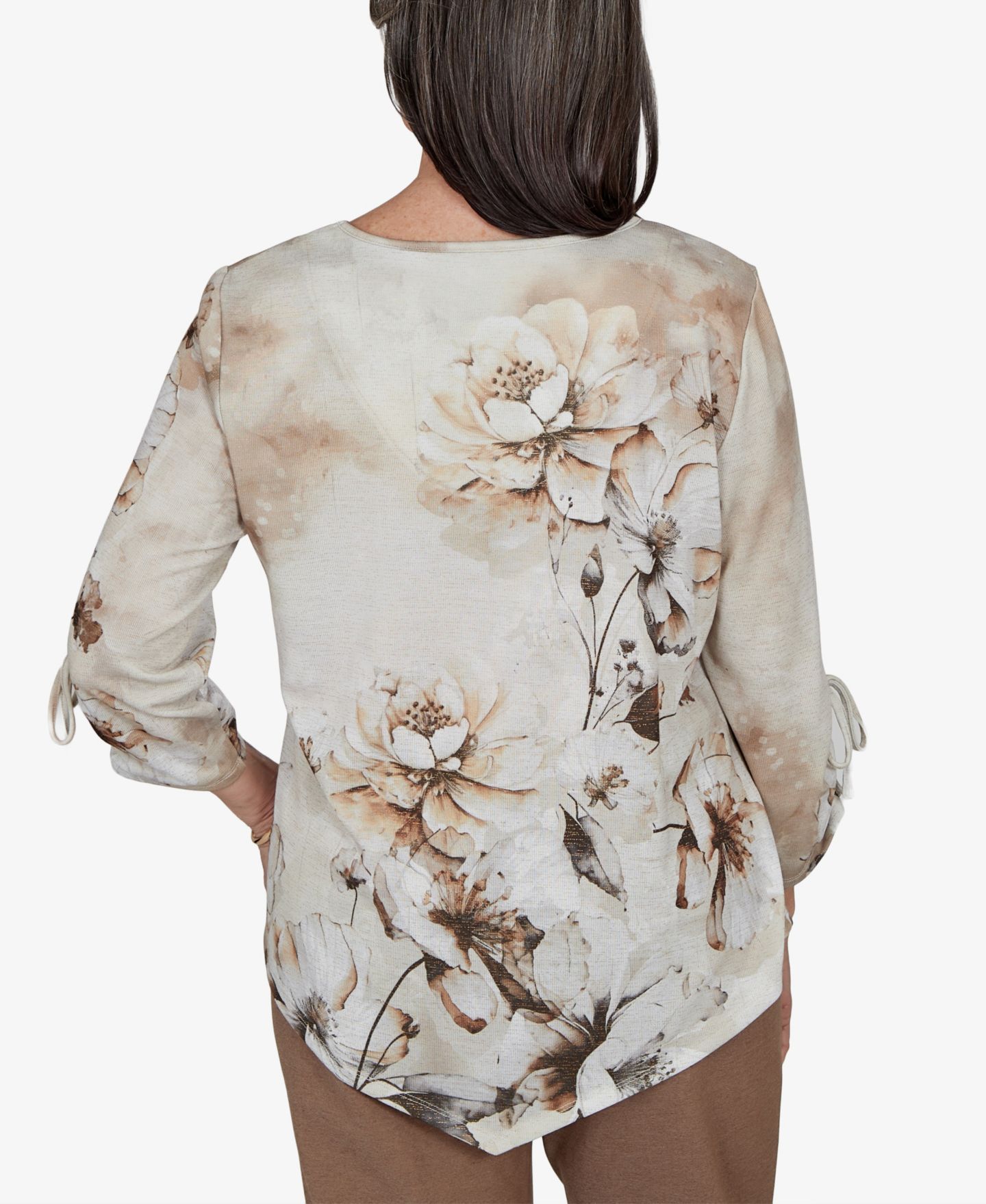 Женская блузка Alfred Dunner Floral 3/4-Sleeve, цвет: Разноцветный — фото 5