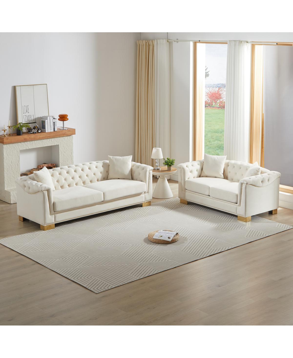 Streamdale Furniture Chesterfield Velvet 2+3 Seater Sofa Set