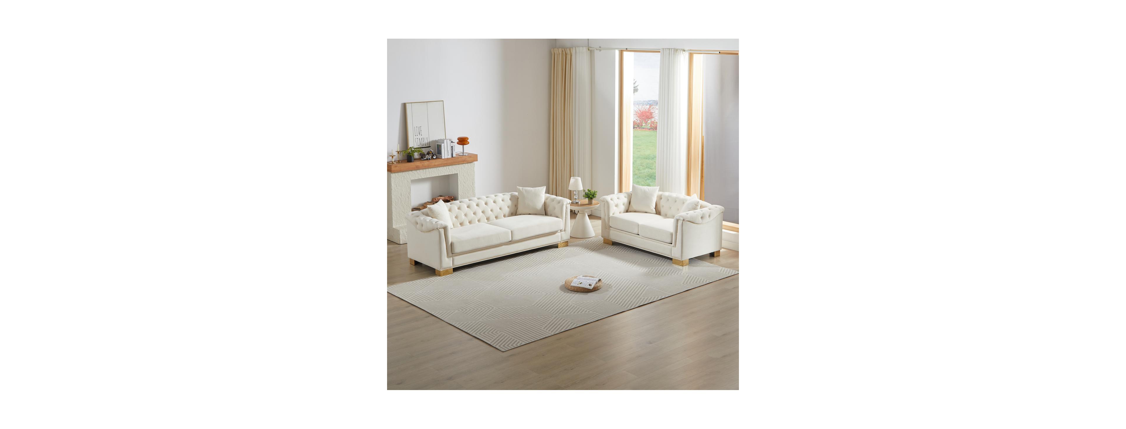 Streamdale Furniture Chesterfield Velvet 2+3 Seater Sofa Set