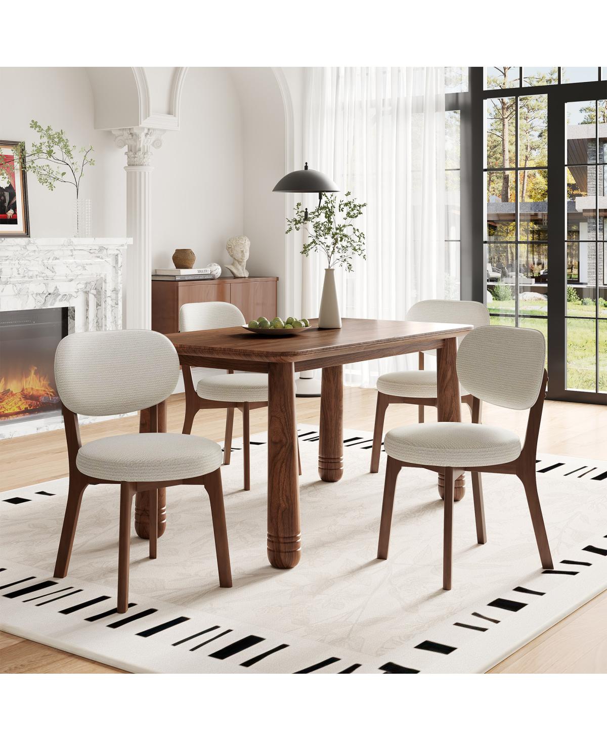 Streamdale Furniture Solid Wood Chenille Dining Chairs, Set of 2