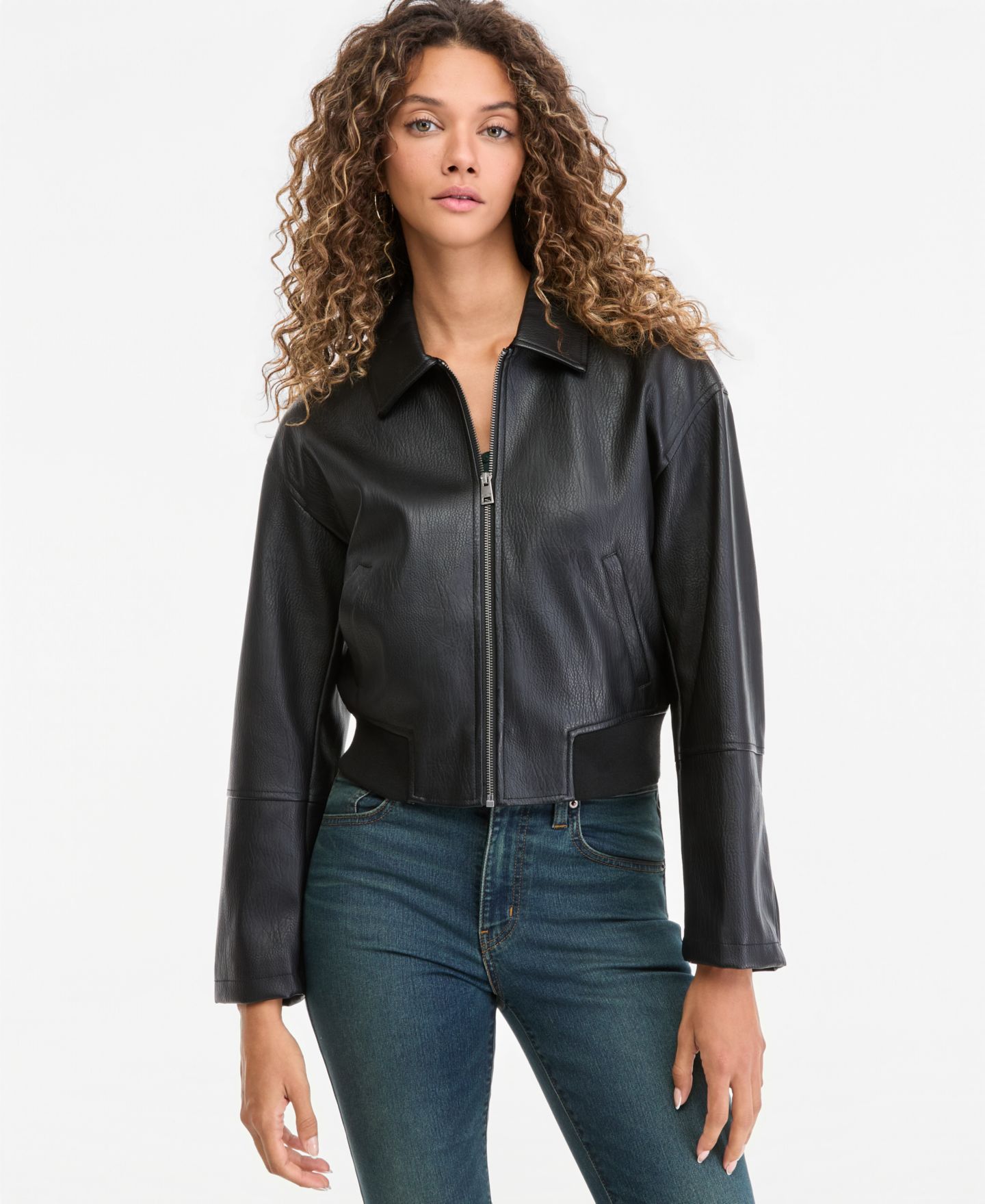 Женская куртка Levi's Faux Leather Bomber, цвет: Пепельный — фото 7