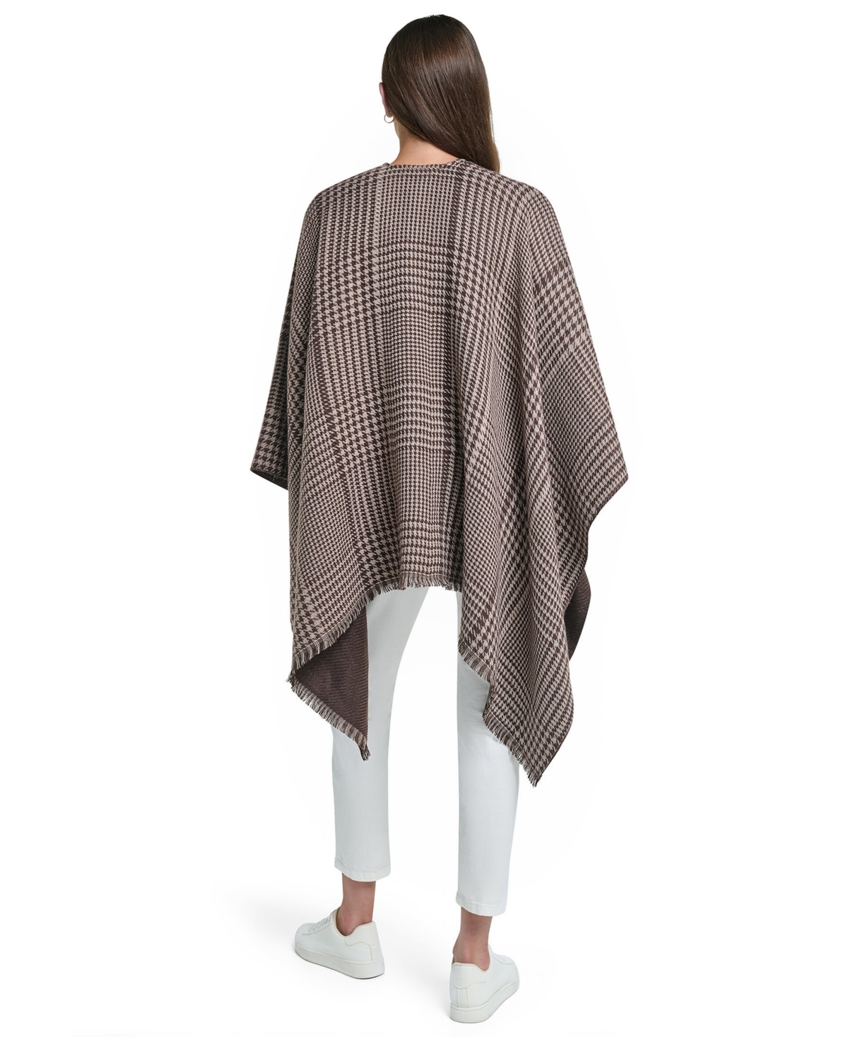 Calvin Klein Reversible Houndstooth Double Face Shawl Ruana
