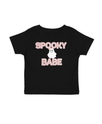 Little Girls Spooky Babe Patch Halloween Short Sleeve T-Shirt