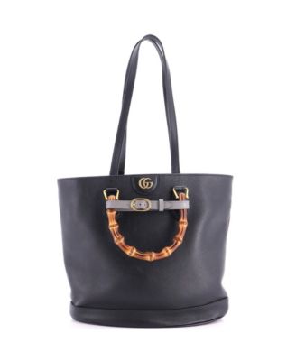 Medium Diana Bamboo Handle Round Tote Leather
