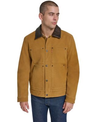 Men's Classic-Fit Laydown-Collar Faux Suede Jacket