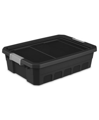 10 Gallon Industrial Stacker Storage Totes w/ Gray Clip Lids (6 Pack)