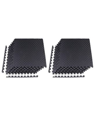 Foam Interlocking Exercise Floor Mat, 24 SqFt, Black 2 Pack