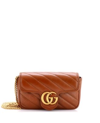 Super Mini GG Marmont Flap Bag Diagonal Quilted Leather