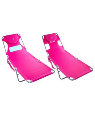 Comfort Lounger Poolside Chair and Chaise Sunbathing Beach Chair, Pink