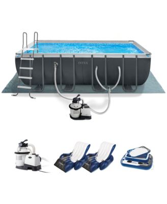 18ft x 9ft x 52in Ultra XTR Rectangular Pool, Floats (2 Pack), and Cooler