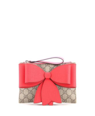 Children's Bow Wristlet Clutch GG Coated Canvas with Leather