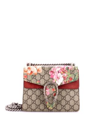 Mini Dionysus Bag Blooms Print GG Coated Canvas