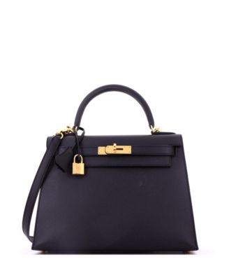 Pre-Owned Hermes Kelly 28 Handbag Black Epsom with Gold Hardware