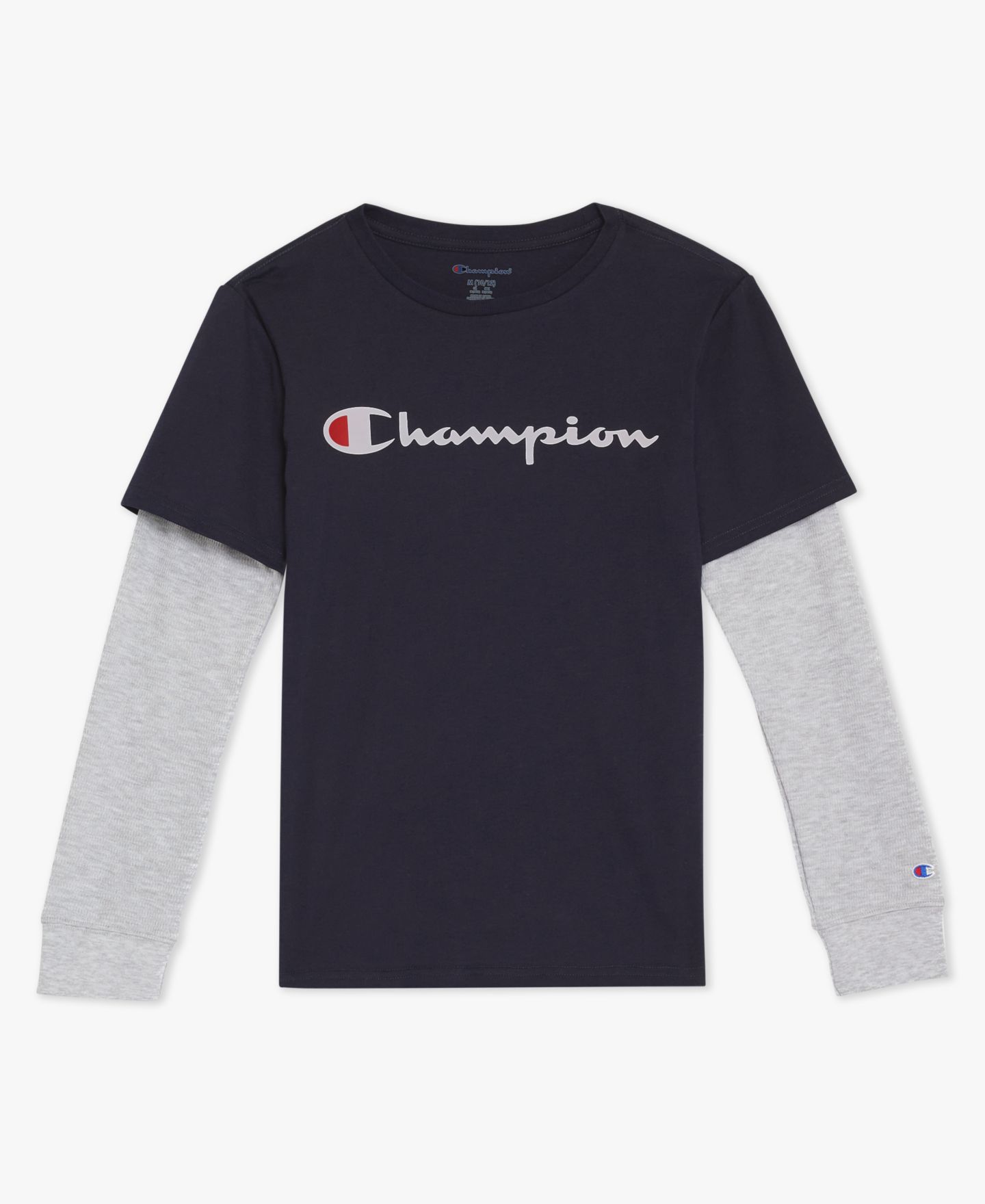Футболка Champion Hangdown Long-Sleeve T-Shirt для мальчиков, цвет: Тёмный тёмно-синий — фото 5