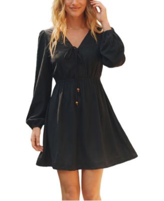 Women's Boho Lace Long Sleeve Mini Dress