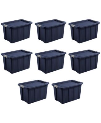 Tuff1 30 Gallon Plastic Storage Tote Bin w/Latching Lid, Blue (8 Pack)