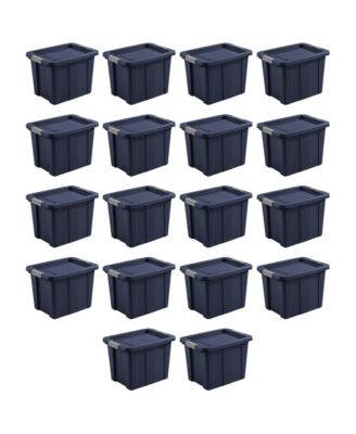 Tuff1 18 Gal Plastic Storage Tote Bin w/ Latching Lid, Blue (18 Pack)