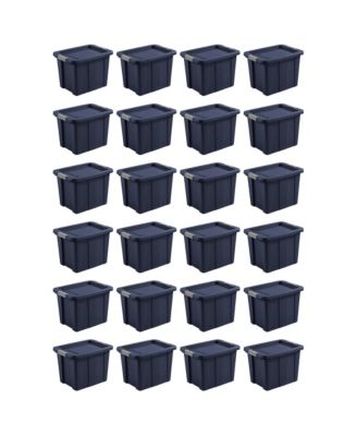 Tuff1 18 Gal Plastic Storage Tote Bin w/Latching Lid, Blue (24 Pack)