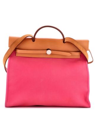 Pre-Owned Hermes 39 Herbag Zip Leather and Toile