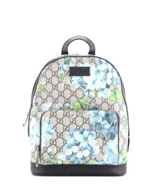 Small Zip Pocket Backpack Blooms Print GG Coated Canvas