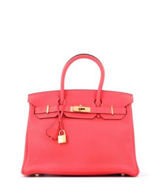 Pre-Owned Hermes Birkin 30 Handbag Pink Clemence with Gold Hardware