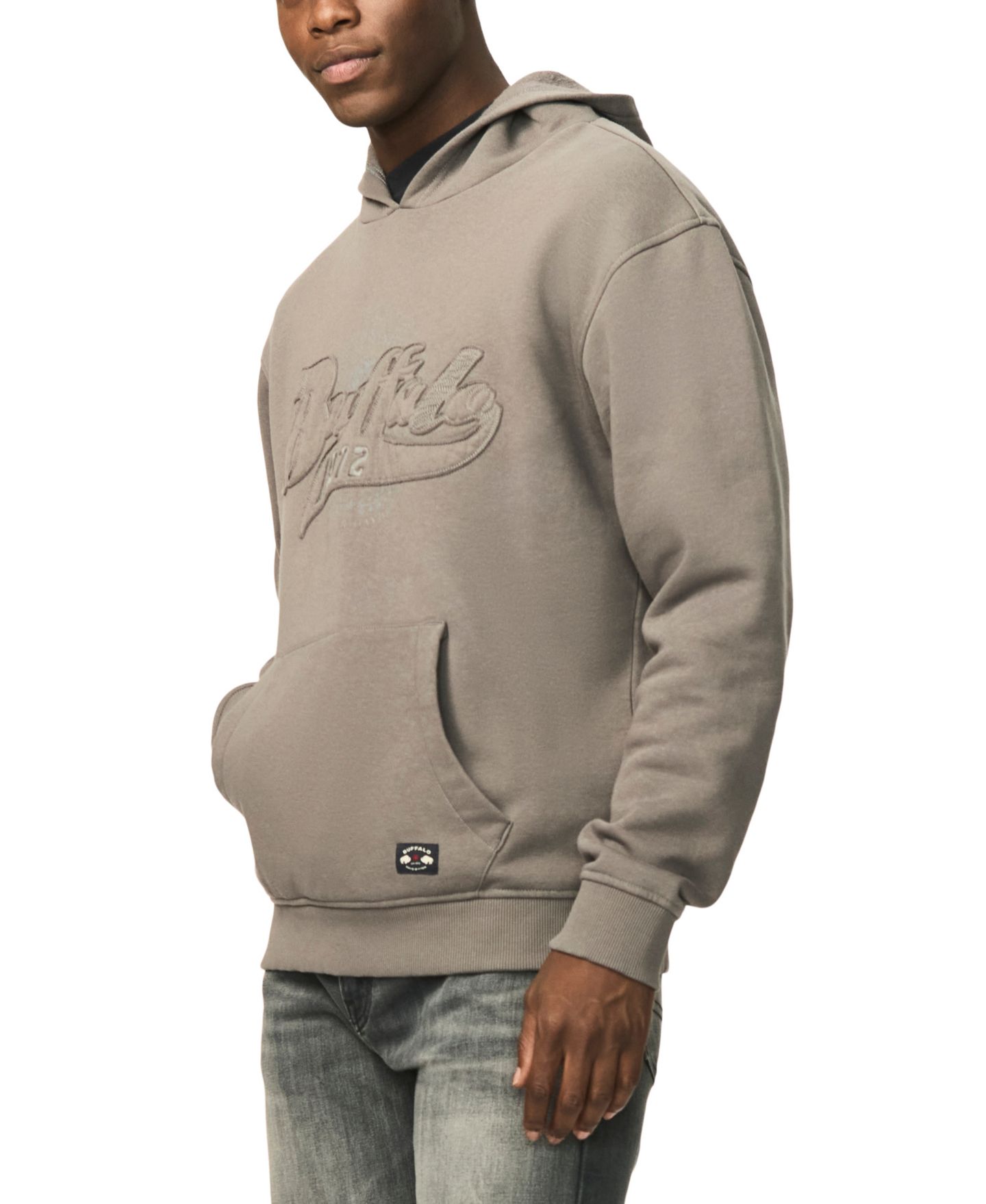 Мужское худи Buffalo David Bitton Farro Heavyweight Brushed Fleece Graphic, цвет: Тёмный серый — фото 3