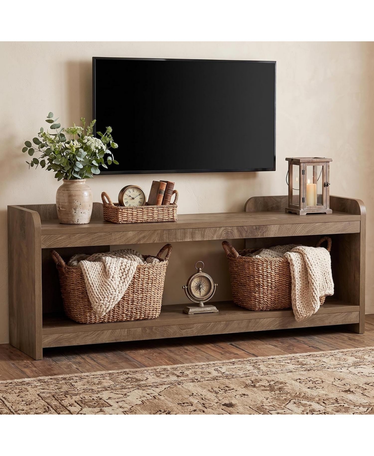 Tribesigns 63-Inch Tv Stand for TVs Up to 70", 2-Tier - Brown