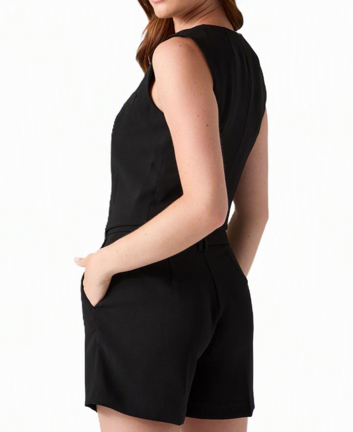 Guess Women's Theoline Perfect Plunging V-Neck Tailored Button-Front Sleeveless Vest