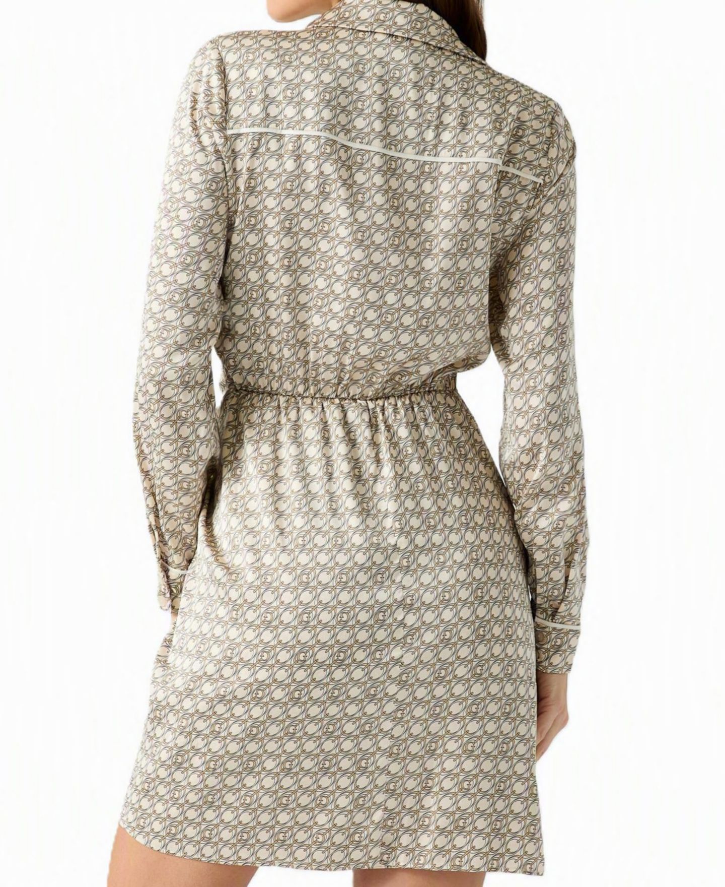 Женское платье GUESS Alya Long-Sleeve Wrap Geometric-Print, цвет: С принтом жемчужный с принтом — фото 4