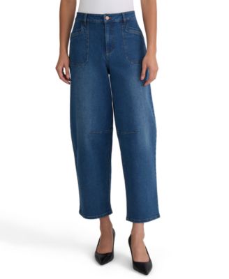 Petite Barrel High-Rise Cropped Barrel-Leg Jeans