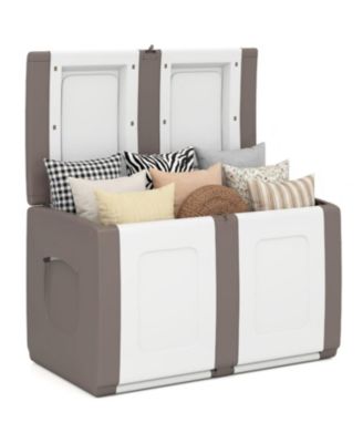 53-Gallon Deck Box, Outdoor Storage Container with Lockable Lid