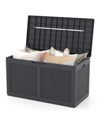 100-Gallon Resin Deck Box, Outdoor Storage Bench with Lockable Lid