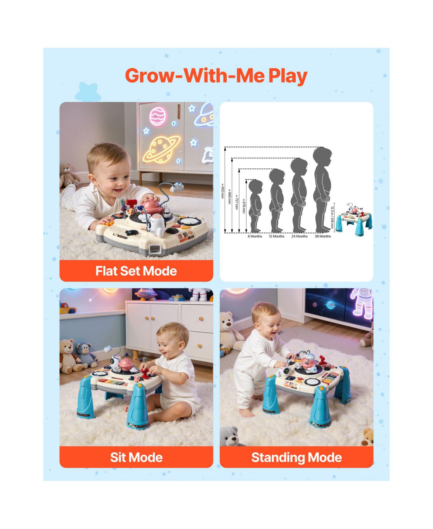 Детская игрушка SEVORLEY Baby Spacecraft Musical Activity Table, Ages 6+, цвет: Синий / Разноцветный — фото 7