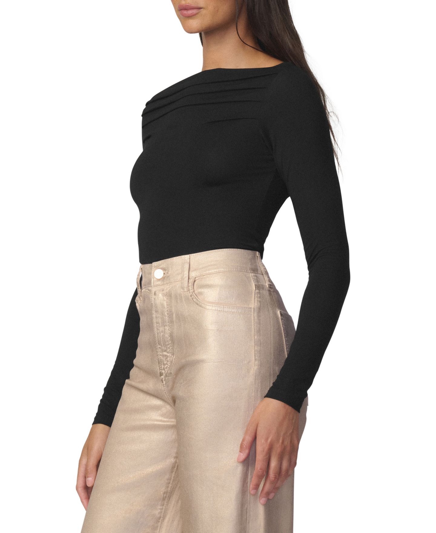 Женская блузка Joe's Jeans Pleated Off-The-Shoulder, цвет: Чёрный — фото 3