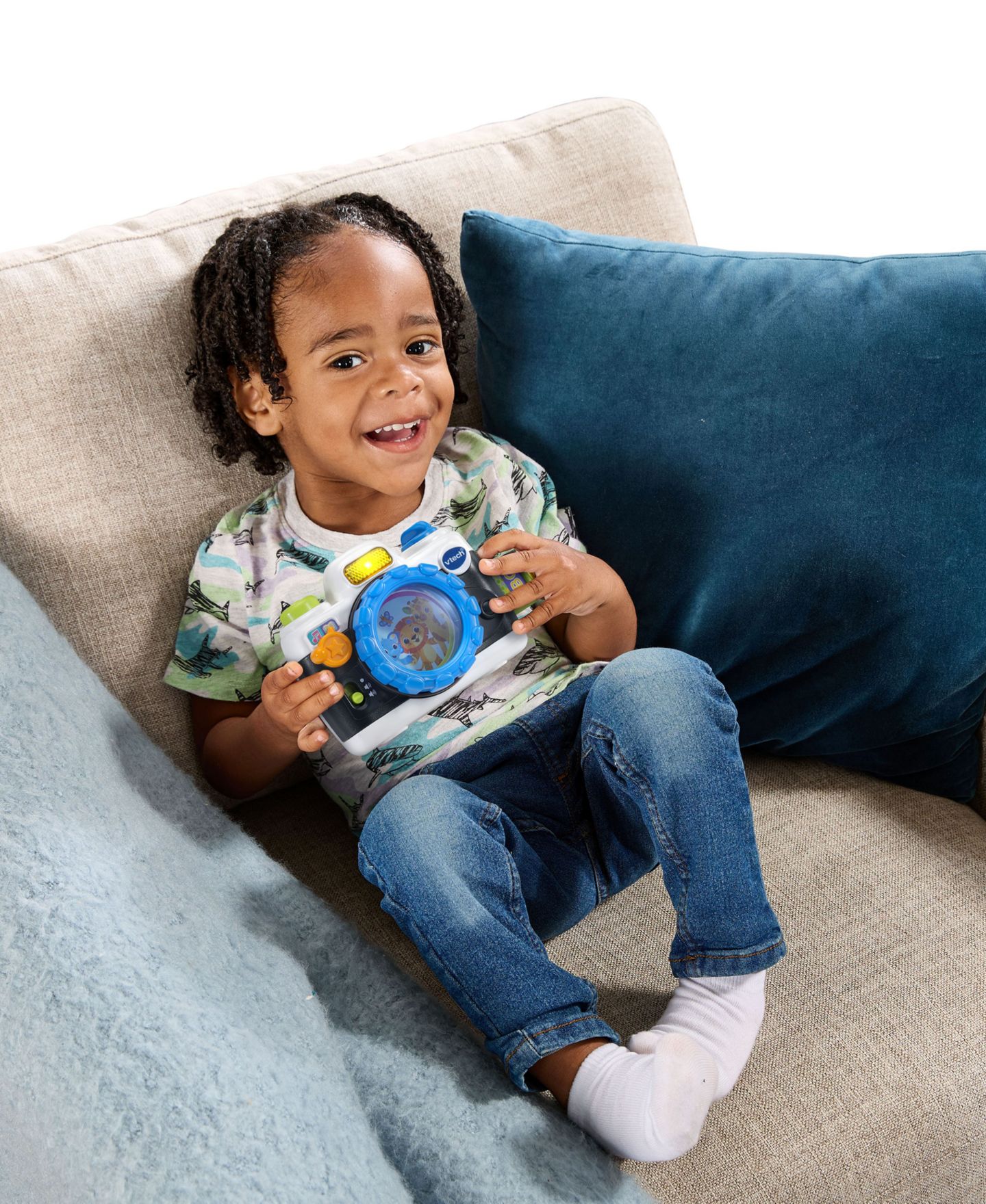 Детские игрушки VTech Infant Bundle Musical Learning 3-Piece Flashlight, Tambourine and Camera Set, Ages 6 Months+ — фото 7