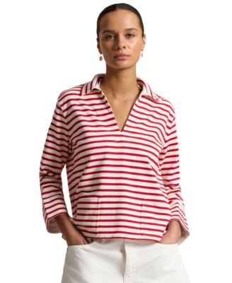 Women's Striped Split-Placket Mariner Pull-On T-Shirt