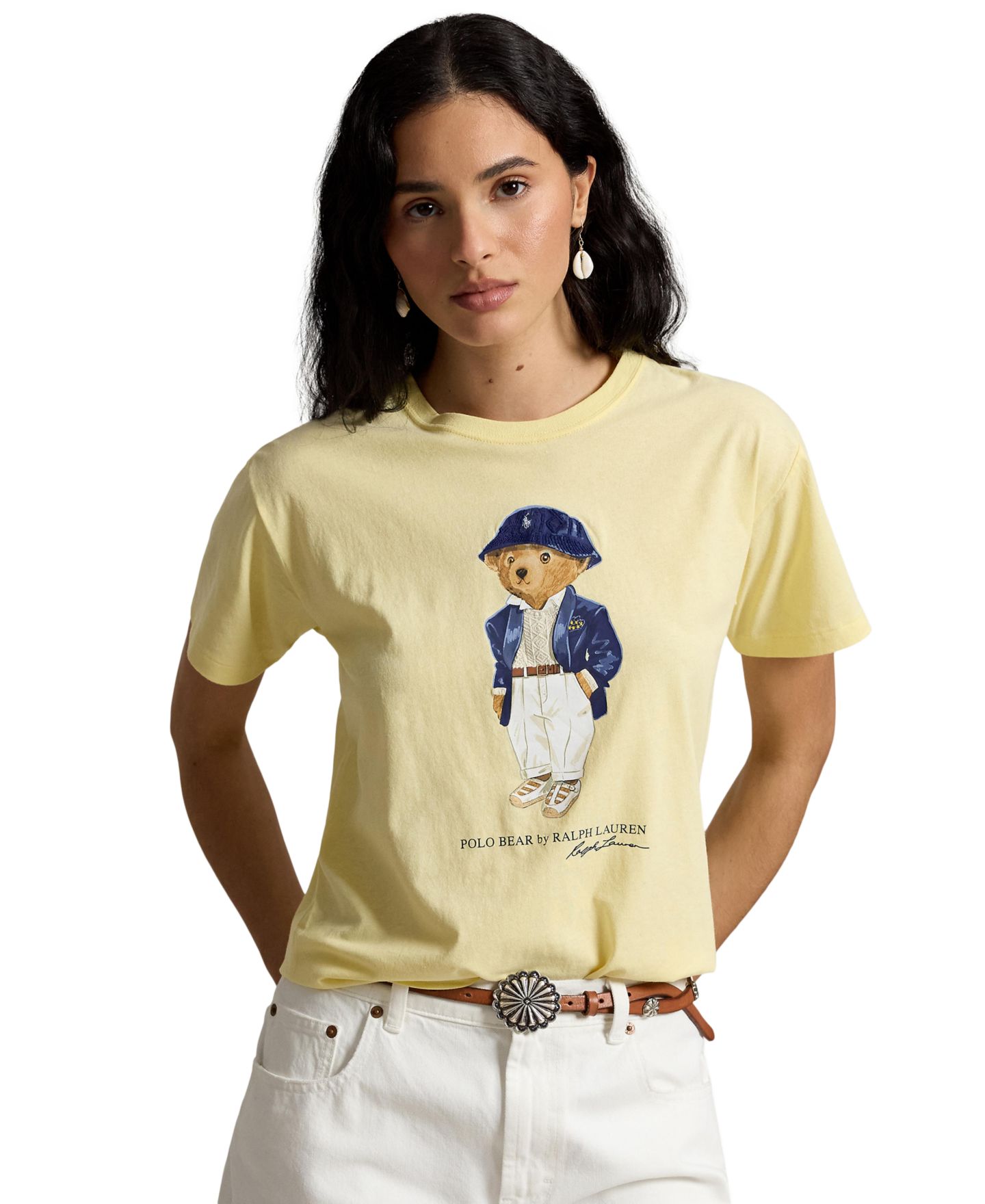 Женская футболка Polo Ralph Lauren Bear Print Crewneck, цвет: Жёлтый — фото 1
