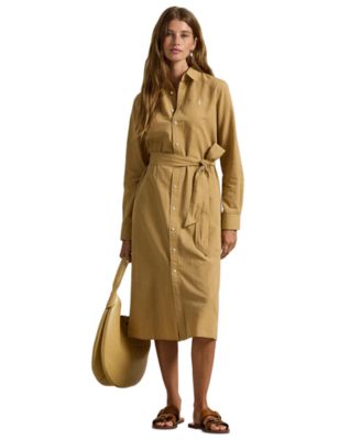 Women's Long-Sleeve Belted Shirtdress