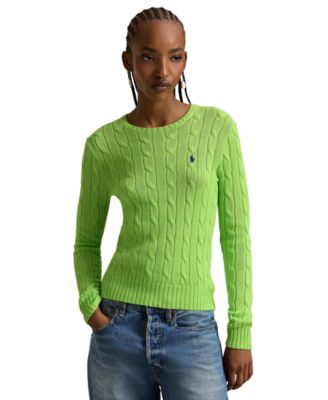 Women's Cable-Knit Cotton Crewneck Sweater
