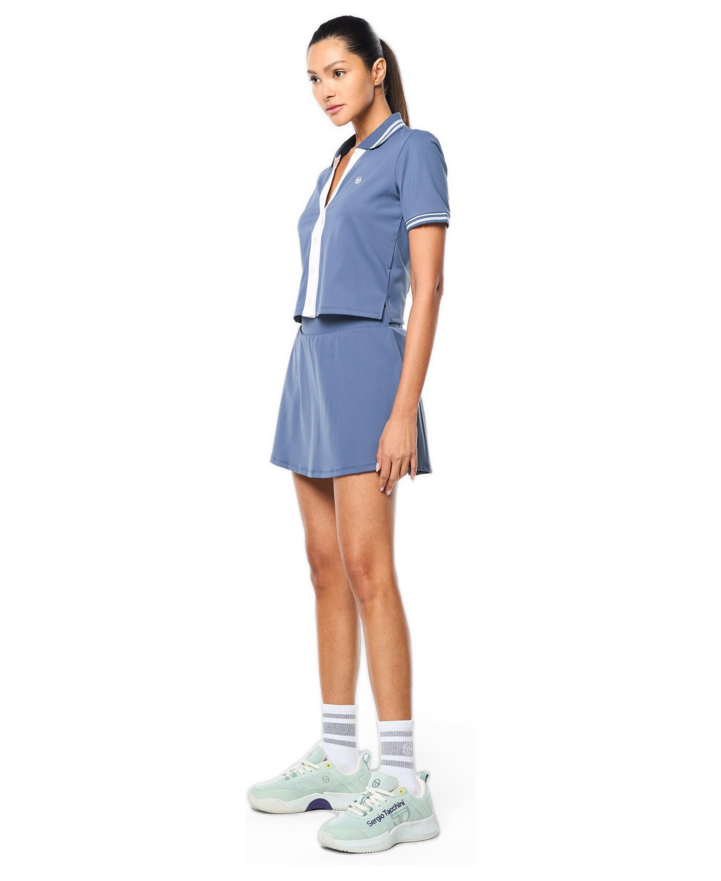 Женское поло Sergio Tacchini Idalia Cropped Johnny Collar Polo, цвет: Синий индиго — фото 3