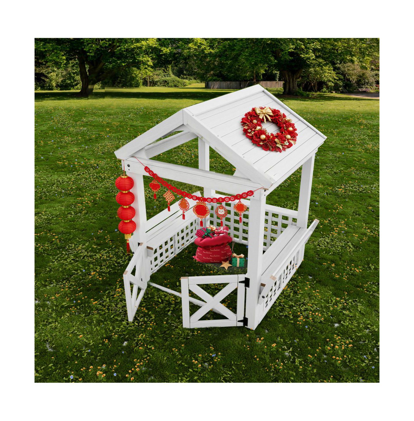 Детская игрушка YOBTOP Modern Outdoor Wooden Playhouse for Children - Waterproof Design, Comfortable Bench, Attractive Door, Easy Assembly, Christmas Day Gift — фото 2