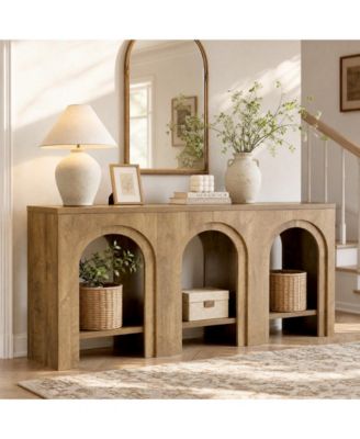 Solid Wood Console Table with Storage, Entryway Table
