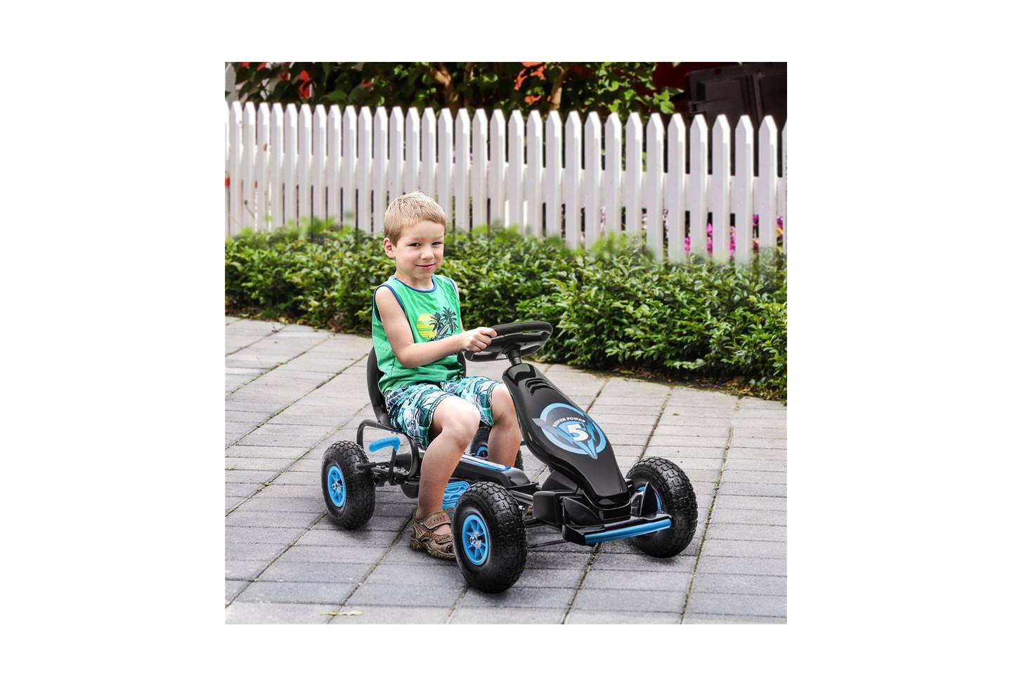 Детская игрушка YOBTOP Kids Pedal Go Kart with Adjustable Seat, Suspension System & Safety Hand Brake Ride-On Toy, 110 lbs Capacity, Ages 5-12, цвет: Синий — фото 2